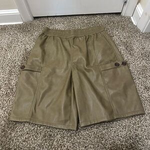 Anthropologie Avec Les Filles Faux Leather Shorts in Olive NWT